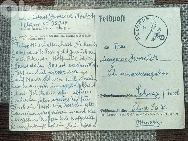 رسالة بالبريد العسكري freldpost من الجنود الالمان في الجبهة ١٩٤٢ 0
