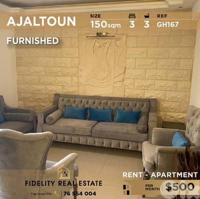 Apartment for rent in Ajaltoun GH167  شقة مفروشة للإيجار في عجلتون