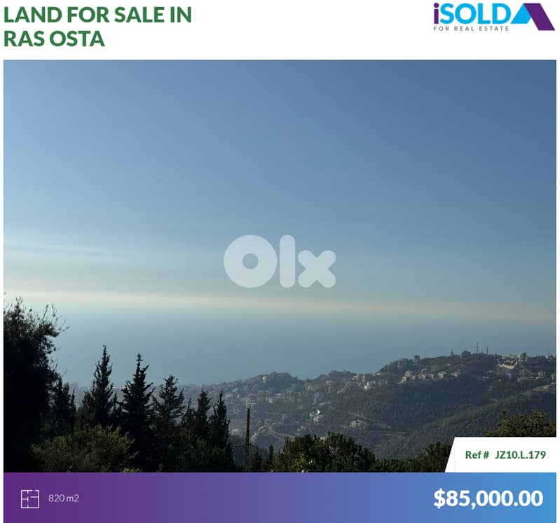 820m2 Prime Land+Sea View 4Sale in Ras Osta - أرض للبيع في راس أسطا 0