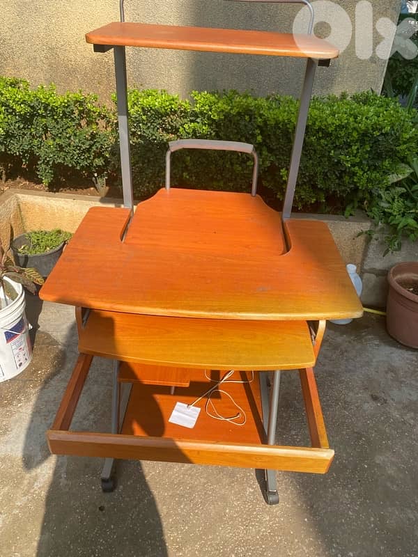 computer desk pure wood with rolling legs 2