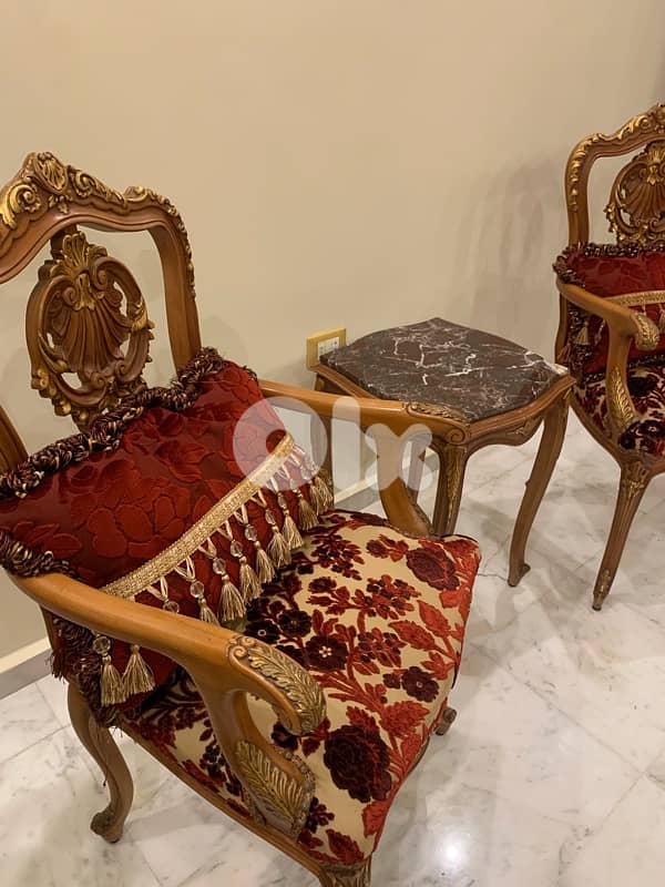 طقم لويس استايل خشب مسيف زين مع الطالوه رخام 0