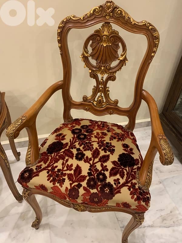 طقم لويس استايل خشب مسيف زين مع الطالوه رخام 3