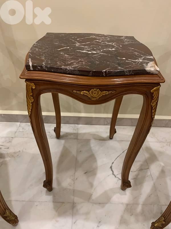 طقم لويس استايل خشب مسيف زين مع الطالوه رخام 6