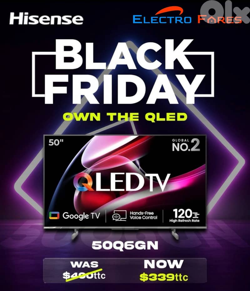 Hisense 50” QLED 4K UHD Google TV 0