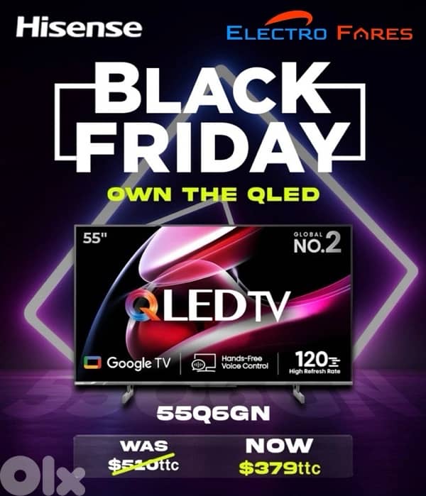 Hisense 55” QLED 4K UHD Google TV 0