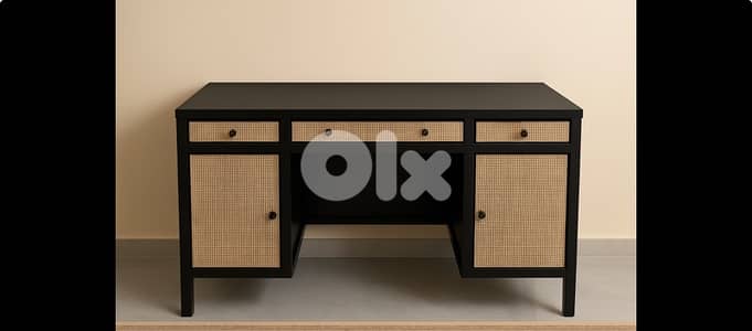 Stylish Black Console Table with Metallic Frame