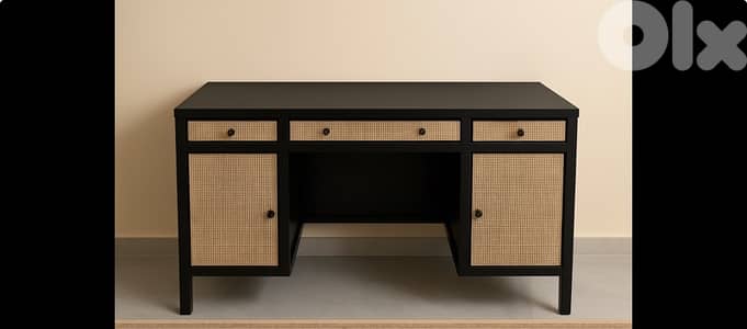 Stylish Black Console Table with Metallic Frame