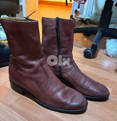 Vintage Salamander 70s Ankle Leather boots, Burgundi, Germany