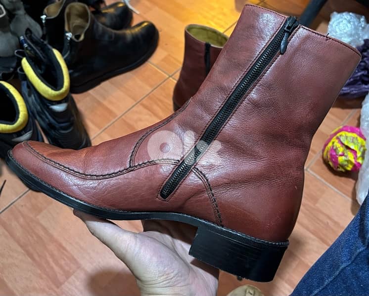 Vintage Salamander 70s Ankle Leather boots, Burgundi, Germany 1