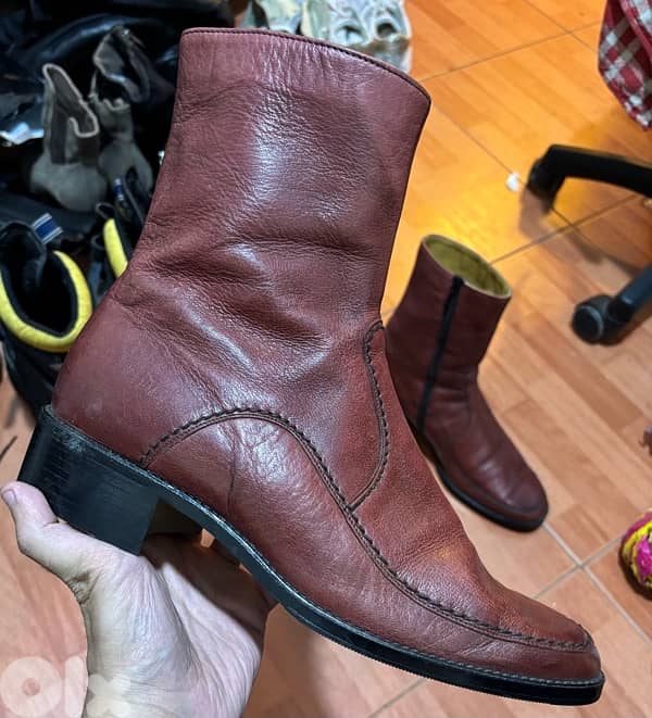 Vintage Salamander 70s Ankle Leather boots, Burgundi, Germany 2