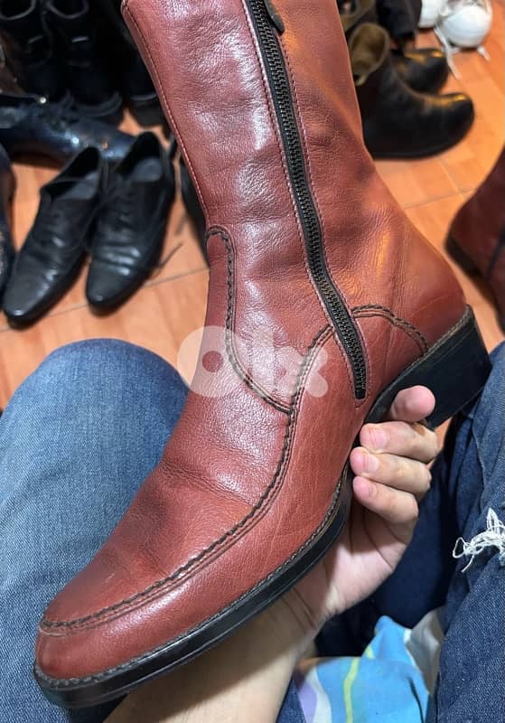 Vintage Salamander 70s Ankle Leather boots, Burgundi, Germany 3