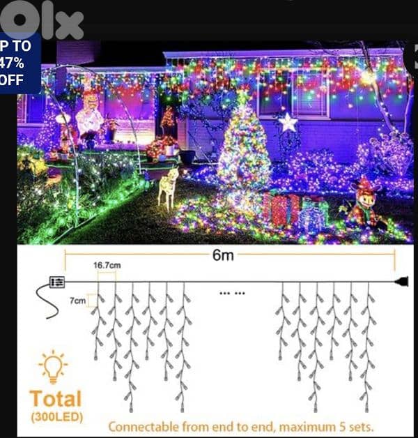 Yassen 300 LED icicle lights, icicle fairy lights/4$ delivery 0