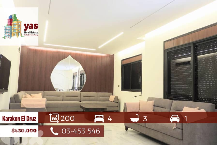 Karakon El Druz 200m2 | Classy Area | Excellent Condition | RM 0