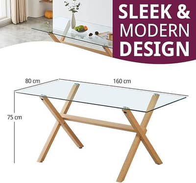 Table with Sturdy Wooden Effect Metal Legs
