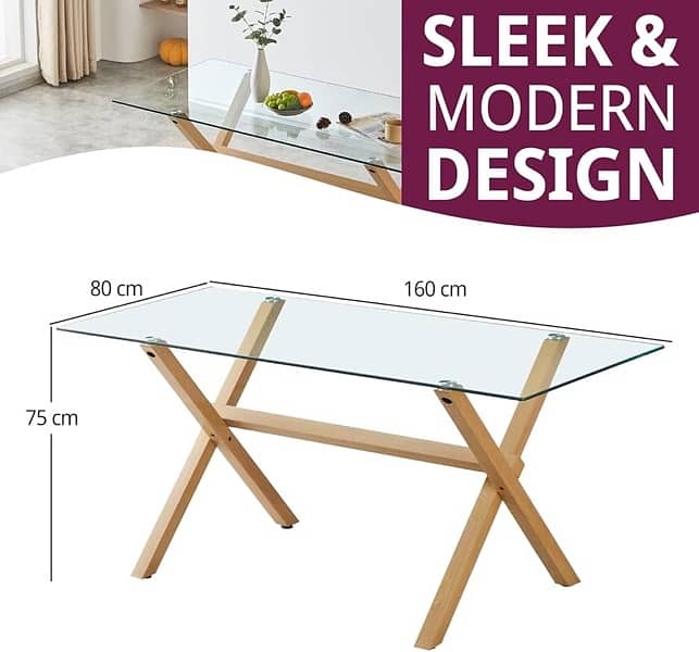 Table with Sturdy Wooden Effect Metal Legs 0