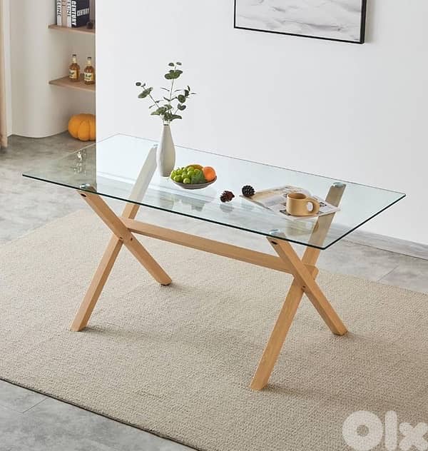Table with Sturdy Wooden Effect Metal Legs 1