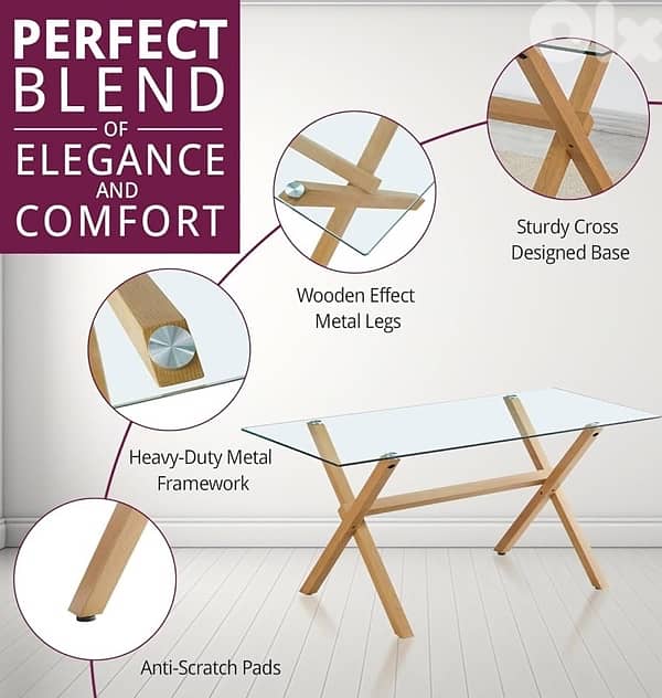 Table with Sturdy Wooden Effect Metal Legs 2