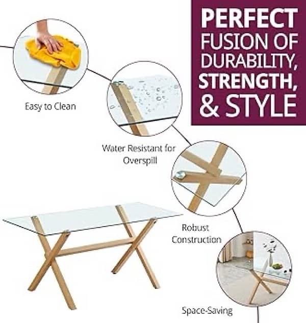 Table with Sturdy Wooden Effect Metal Legs 3