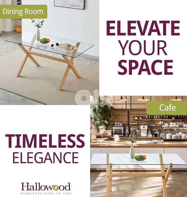 Table with Sturdy Wooden Effect Metal Legs 4