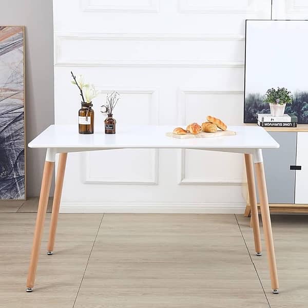 Toto 4-Seater Dining Table with Solid Wood Legs 1