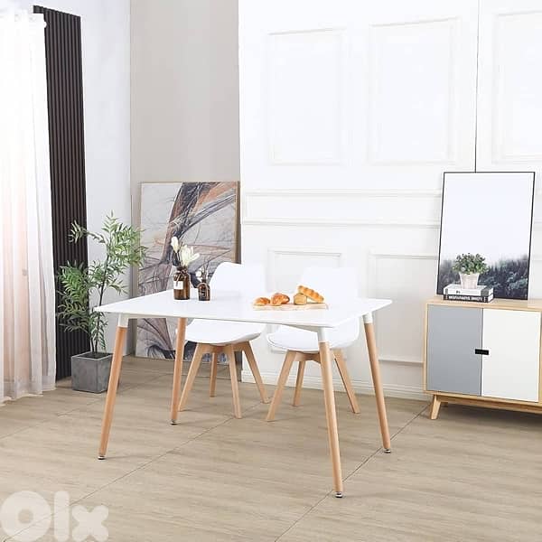 Toto 4-Seater Dining Table with Solid Wood Legs 3