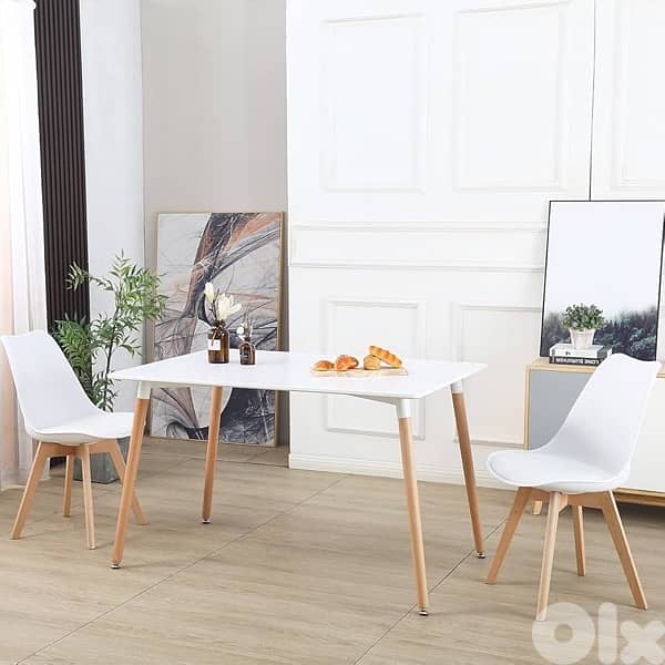 Toto 4-Seater Dining Table with Solid Wood Legs 4