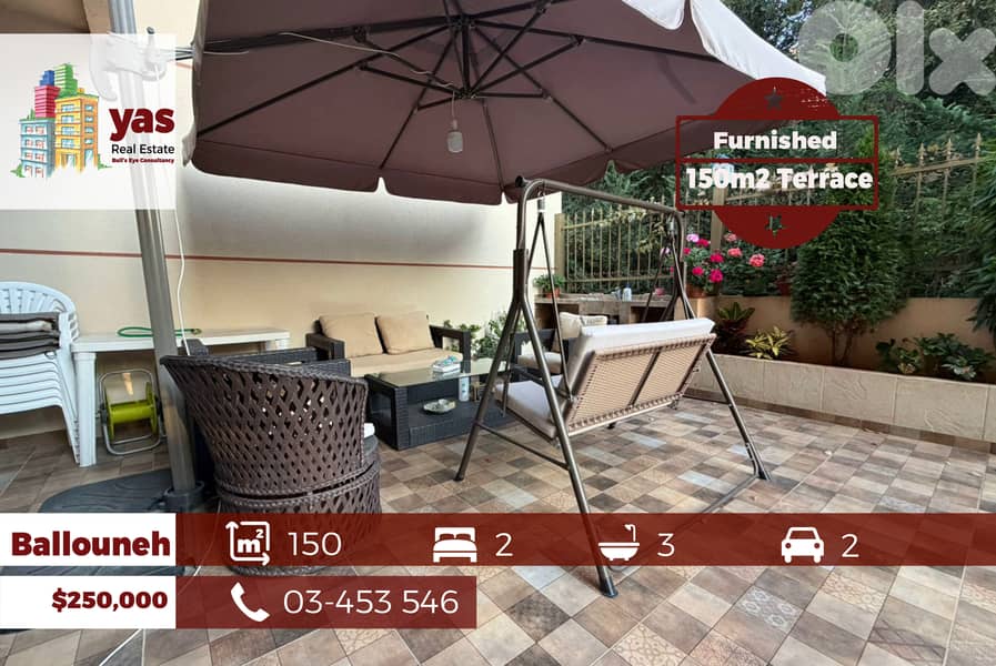 Ballouneh 150m2 | 150m2 Terrace | Furnished | Quiet Street | GT 0