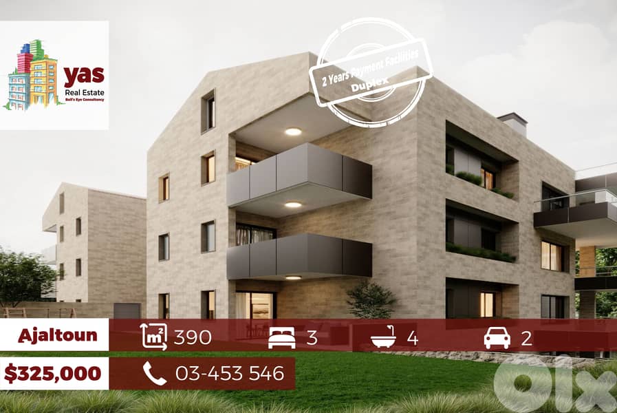 Ajaltoun 390m2 Duplex | Panoramic View | PAYMENT FACILITIES | 0