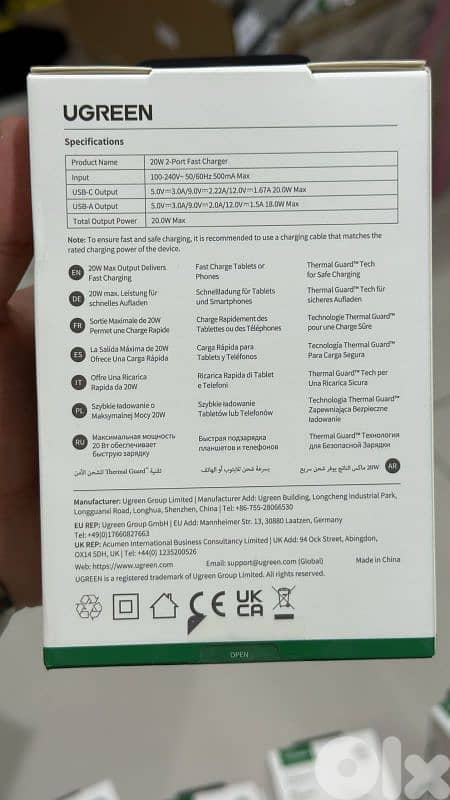 Ugreen 20w 2-port Fast charger 3pin black x227 1