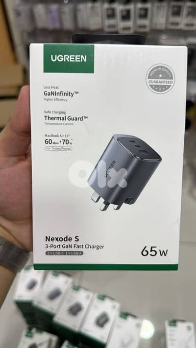 Ugreen Nexode S 65w 3-port Gan Fast Charger 3pin (2xusb-c,1xusb-a)