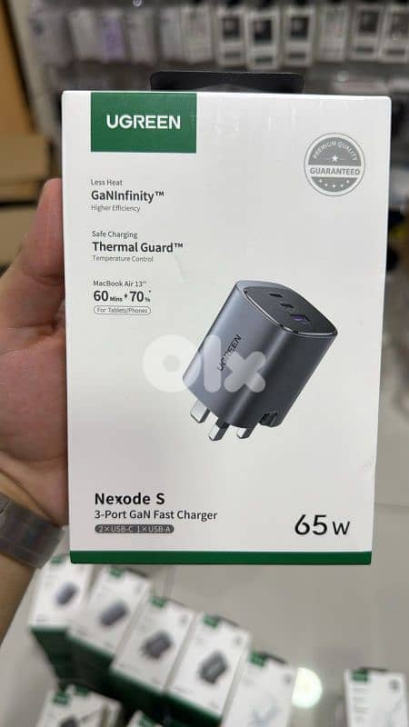 Ugreen Nexode S 65w 3-port Gan Fast Charger 3pin (2xusb-c,1xusb-a) 0