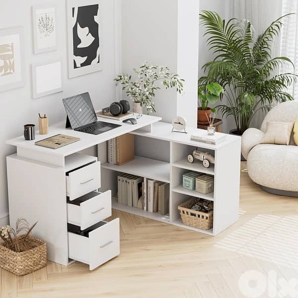 Computer Corner Desk with Drawers 4