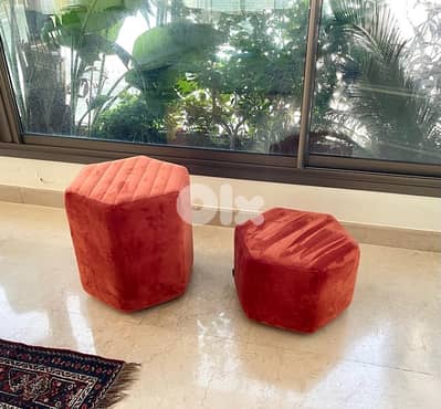Pair of new velvet Recor home Ottoman low seats to goo!