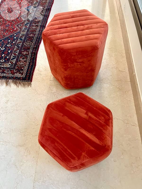 Pair of new velvet Recor home Ottoman low seats to goo! 1