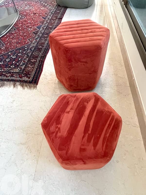 Pair of new velvet Recor home Ottoman low seats to goo! 4