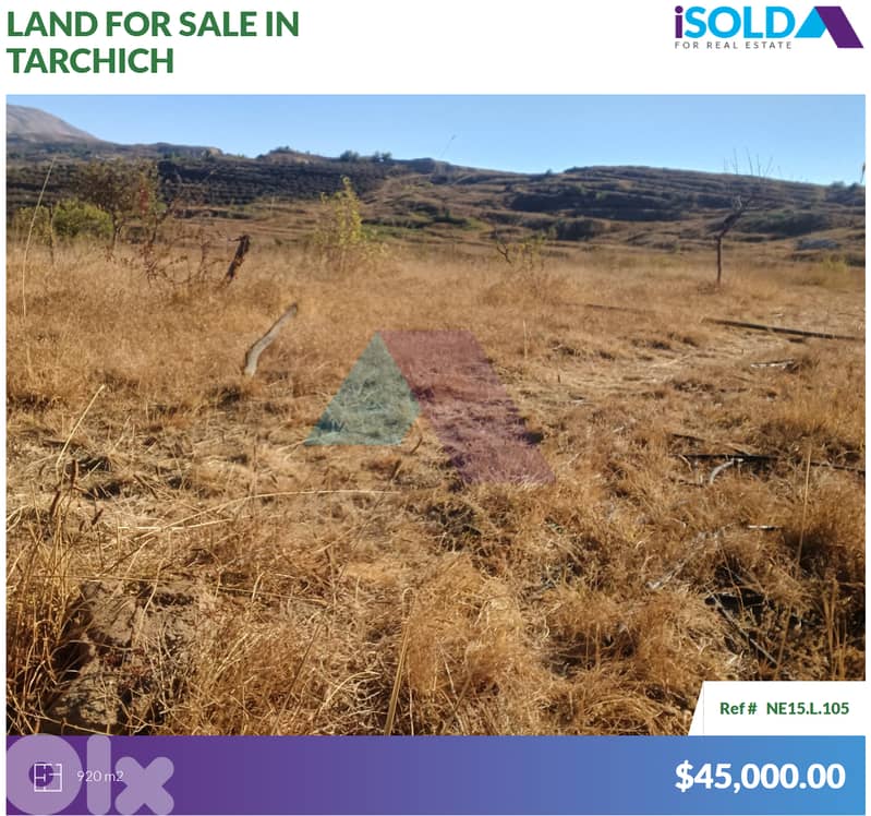 920 m2 land+open mountain view 4sale in Tarchich - أرض للبيع في ترشيش 0