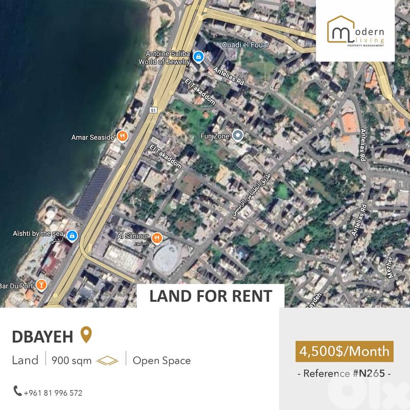 900 Sqm - Land for Rent in Dbayeh Highway 0