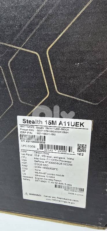 GAMING MSI SFEALTH COR I7-11375H /16gb ram /512gb nvme /RTX 3060 1