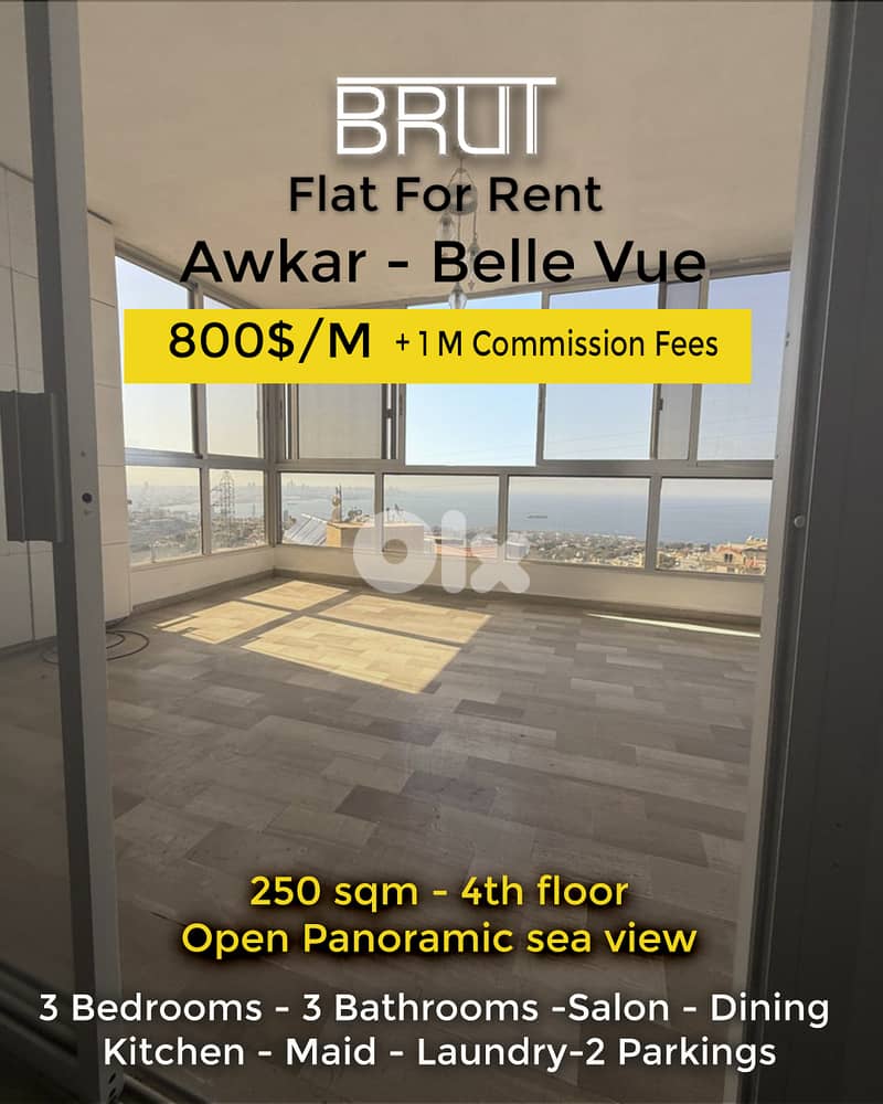 250 sqm apartment for rent in Awkar Belle Vue -Open Sea View 0