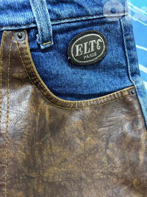 VINTAGE 90s Elite Paris Denim Leather Chaps Pants | RARE Biker 2