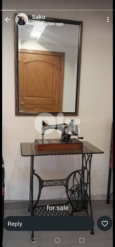 Antique Sewing Machine & Vintage Mirror