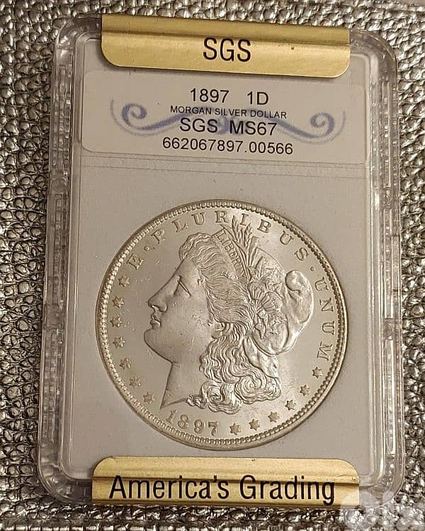 USA 1897 Morgan silver dollar SGS Proof America's Grading 2