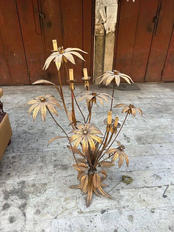 vintage 1970s frensh enamel flower floor lampلمبادير انتيك سبعينات 2