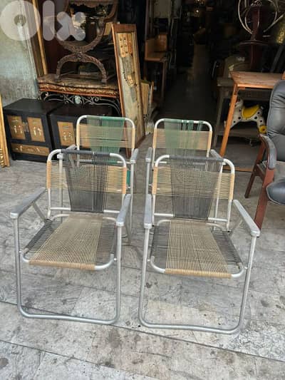 1970s chrome chairs vintage x4 كراسي انتيك سبعينات روعة