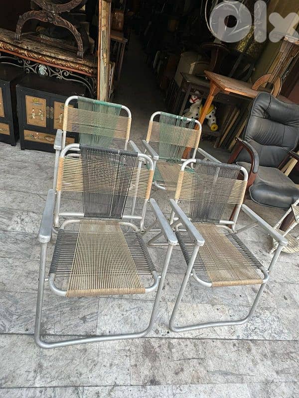 1970s chrome chairs vintage x4 كراسي انتيك سبعينات روعة 1