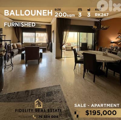 Apartment for sale in Ballouneh RK247 شقة للبيع في بلونة