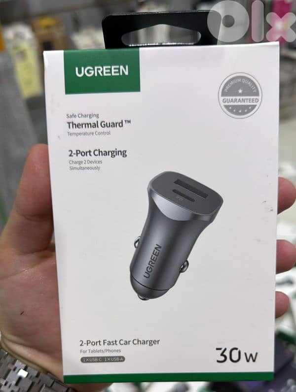 Ugreen 30w 2-port fast car charger (1xusb-c,1xusb-a) Cd130 0