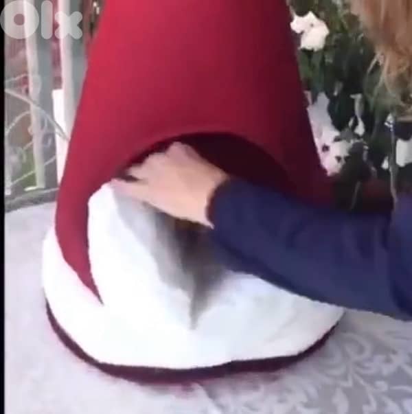 pet dog cat Christmas bed, Santa’s hat 2