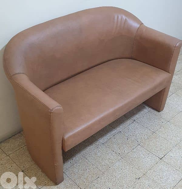 3  sofa  set  brown  leather very neat  80 $ beyrout  03723895 1