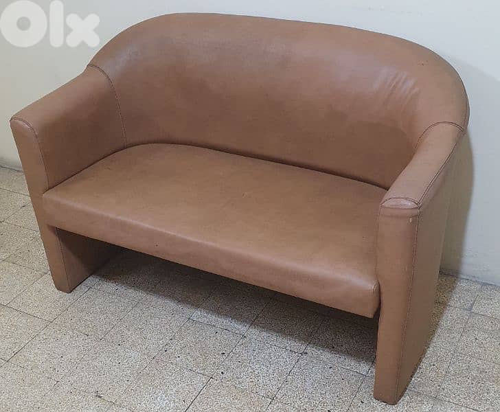 3  sofa  set  brown  leather very neat  80 $ beyrout  03723895 2